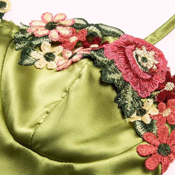 Floral Satin Short Dress - Picture 3 of 4